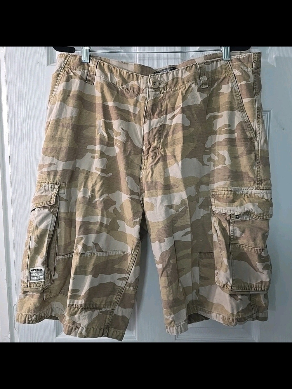 Vintage‎ Avirex Mens Size 38 Heavyweight Military Camouflage Cargo Shorts